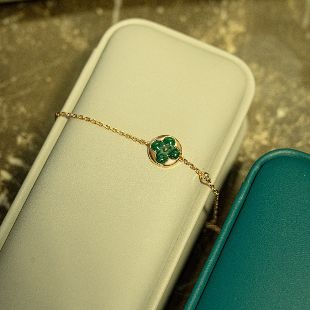 [Sophire Jewelry ]SUN MALACHITE 1 DIAMOND PINK GOLD BRACELET