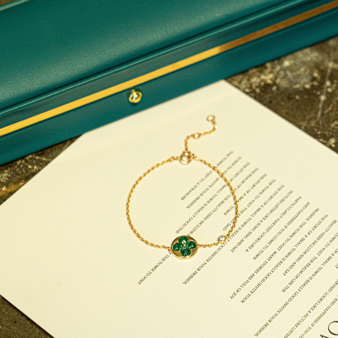 [Sophire Jewelry ]SUN MALACHITE 1 DIAMOND PINK GOLD BRACELET