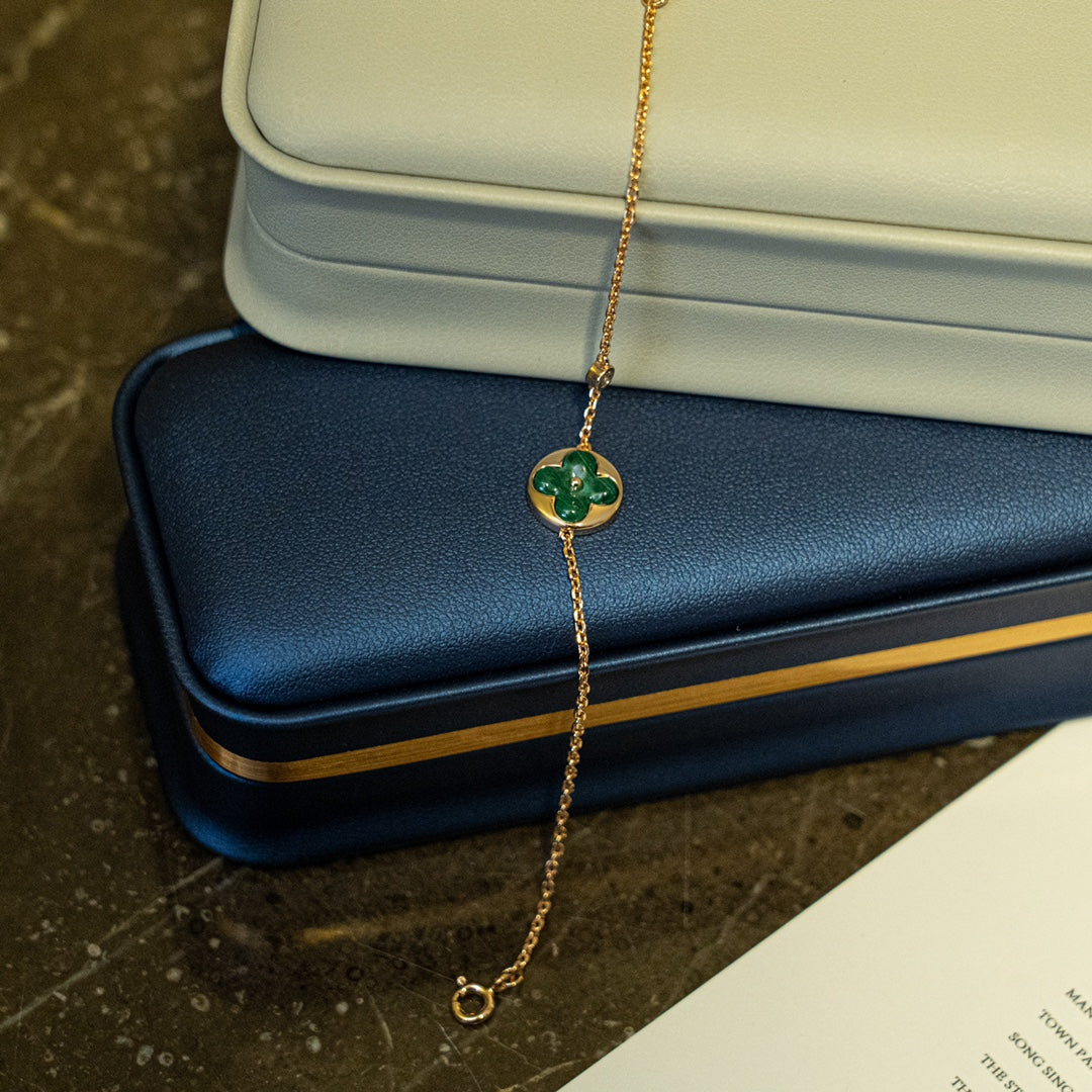 [Sophire Jewelry ]SUN MALACHITE 1 DIAMOND PINK GOLD BRACELET