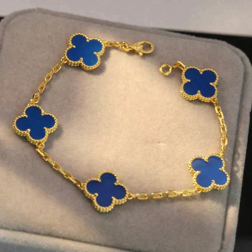 [Sophire Jewelry ] CLOVER 5 MOTIF BLUE AGATE BRACELET COLLECTION