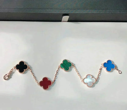 [Sophire Jewelry ]CLOVER 5 MOTIFS MULTICOLOR BRACELET