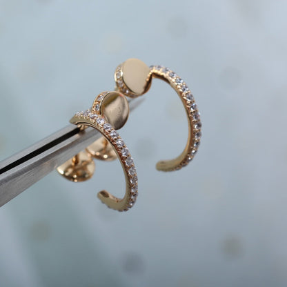 [Sophire Jewelry ]JUSTE EARRINGS 12.75MM PINK GOLD DIAMOND