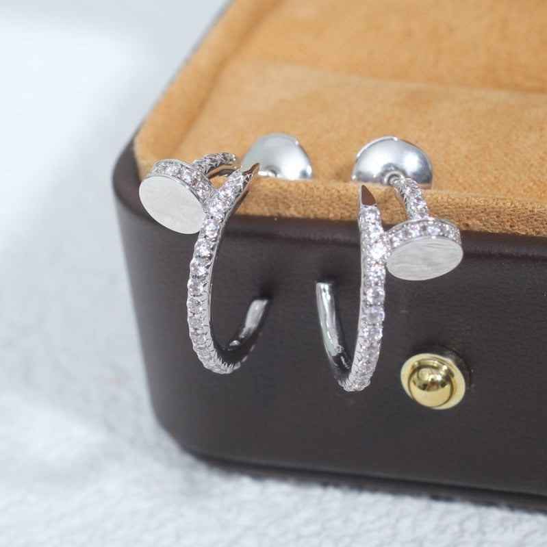 [Sophire Jewelry ]JUSTE EARRINGS 12.75MM SILVER DIAMOND