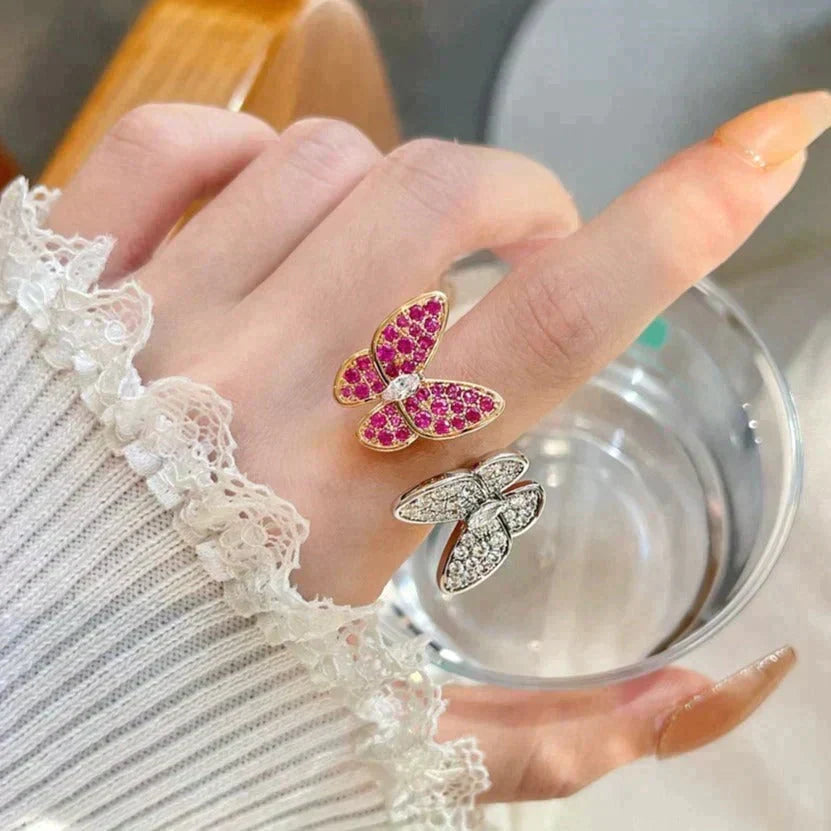 [Sophire Jewelry ]TWIN BUTTERFLY DIAMOND RING