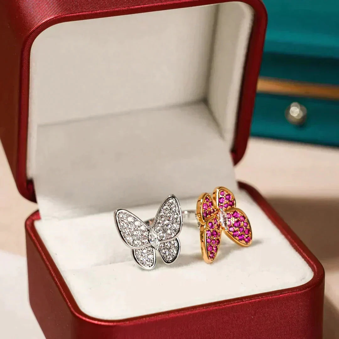 [Sophire Jewelry ]TWIN BUTTERFLY DIAMOND RING