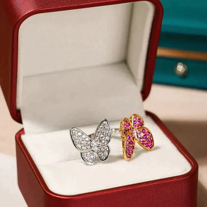 [Sophire Jewelry ]TWIN BUTTERFLY DIAMOND RING
