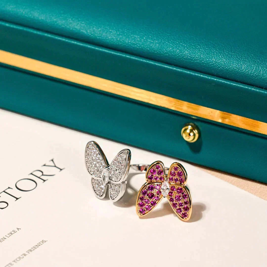 [Sophire Jewelry ]TWIN BUTTERFLY DIAMOND RING