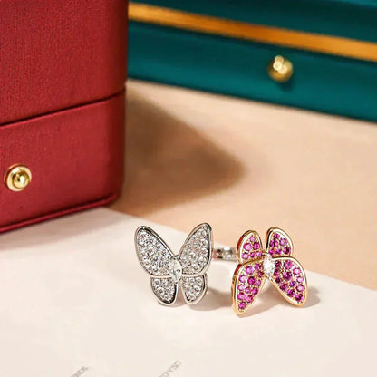[Sophire Jewelry ]TWIN BUTTERFLY DIAMOND RING
