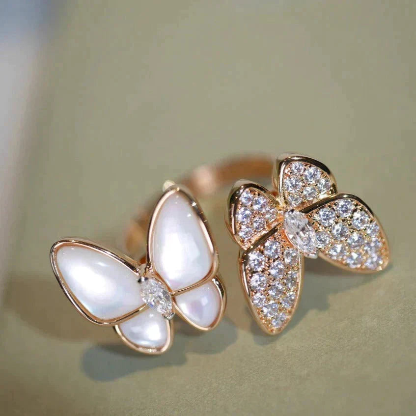 [Sophire Jewelry ]TWIN BUTTERFLY DIAMOND MOP RING