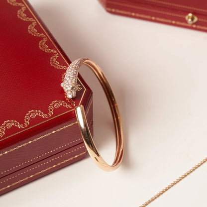 [Sophire Jewelry ]PANTHERE ROSE GOLD DIAMOND OPEN BRACELET