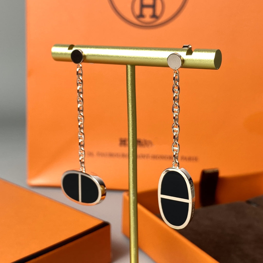 [Sophire Jewelry ]CHAINE VERSO BLACK CERAMIC EARRINGS