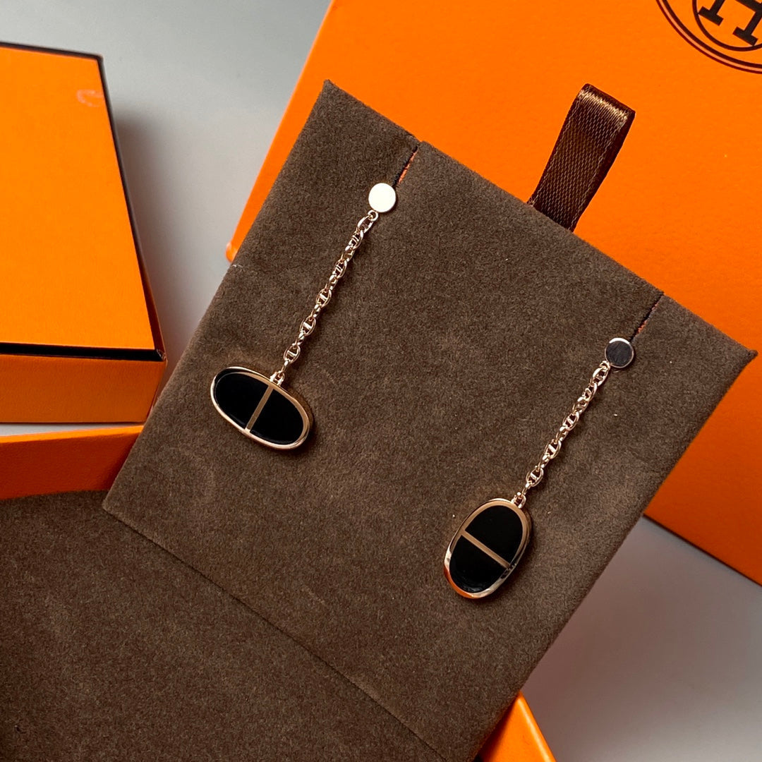[Sophire Jewelry ]CHAINE VERSO BLACK CERAMIC EARRINGS