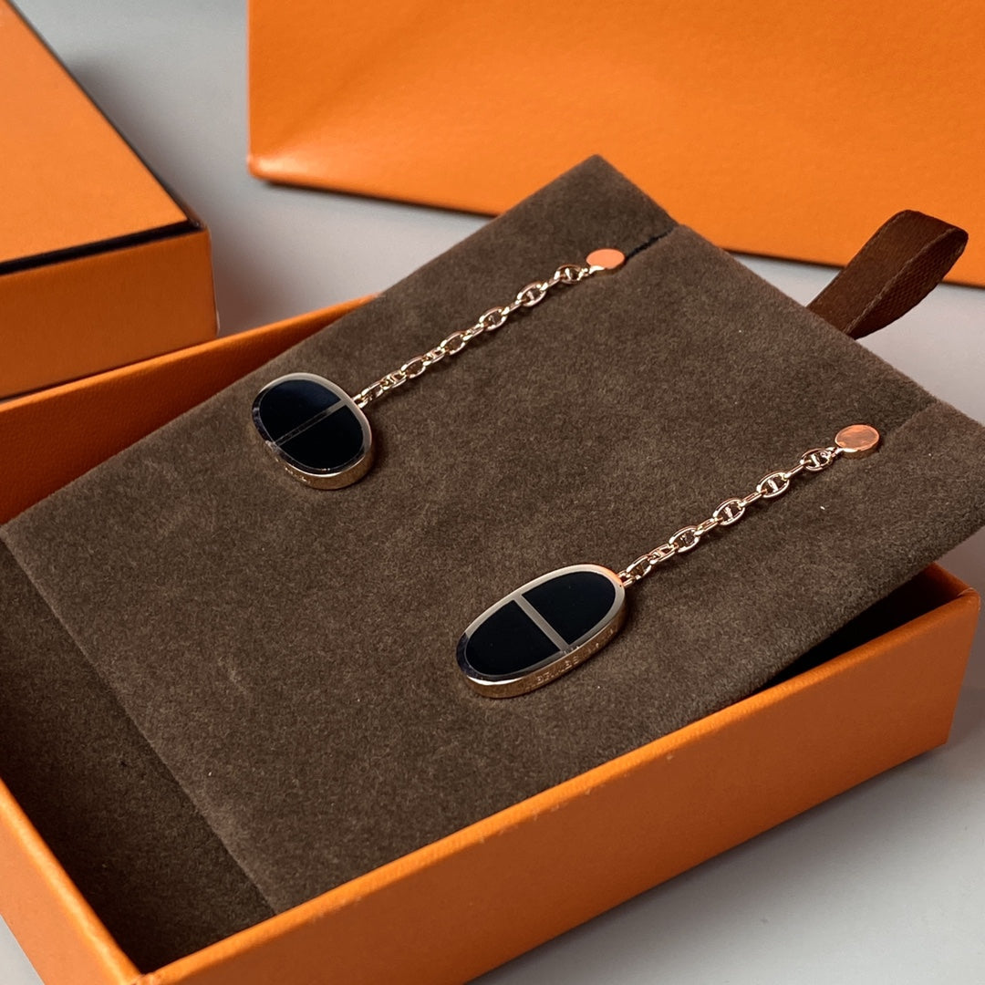 [Sophire Jewelry ]CHAINE VERSO BLACK CERAMIC EARRINGS