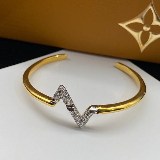 [Sophire]VOLTE UPSITE DOWN DIAMOND GOLD OPEN BRACELET