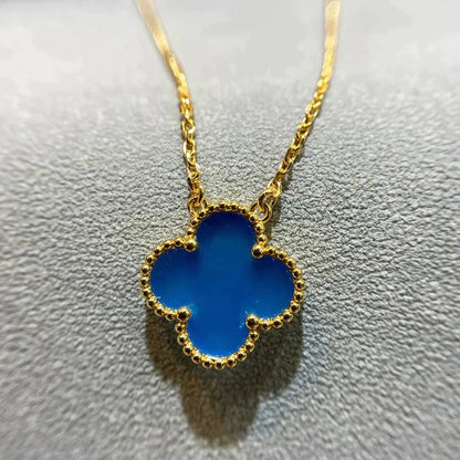 [Sophire Jewelry ]CLOVER 15MM BLUE AGATE NECKLACE