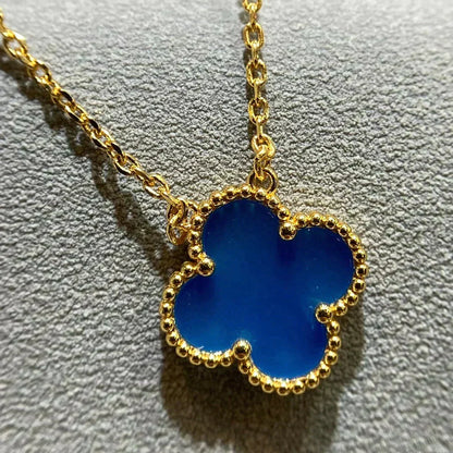 [Sophire Jewelry ]CLOVER 15MM BLUE AGATE NECKLACE