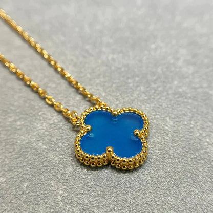 [Sophire Jewelry ]CLOVER 15MM BLUE AGATE NECKLACE