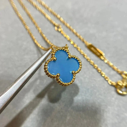[Sophire Jewelry ]CLOVER 15MM BLUE AGATE NECKLACE