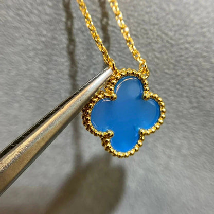 [Sophire Jewelry ]CLOVER 15MM BLUE AGATE NECKLACE