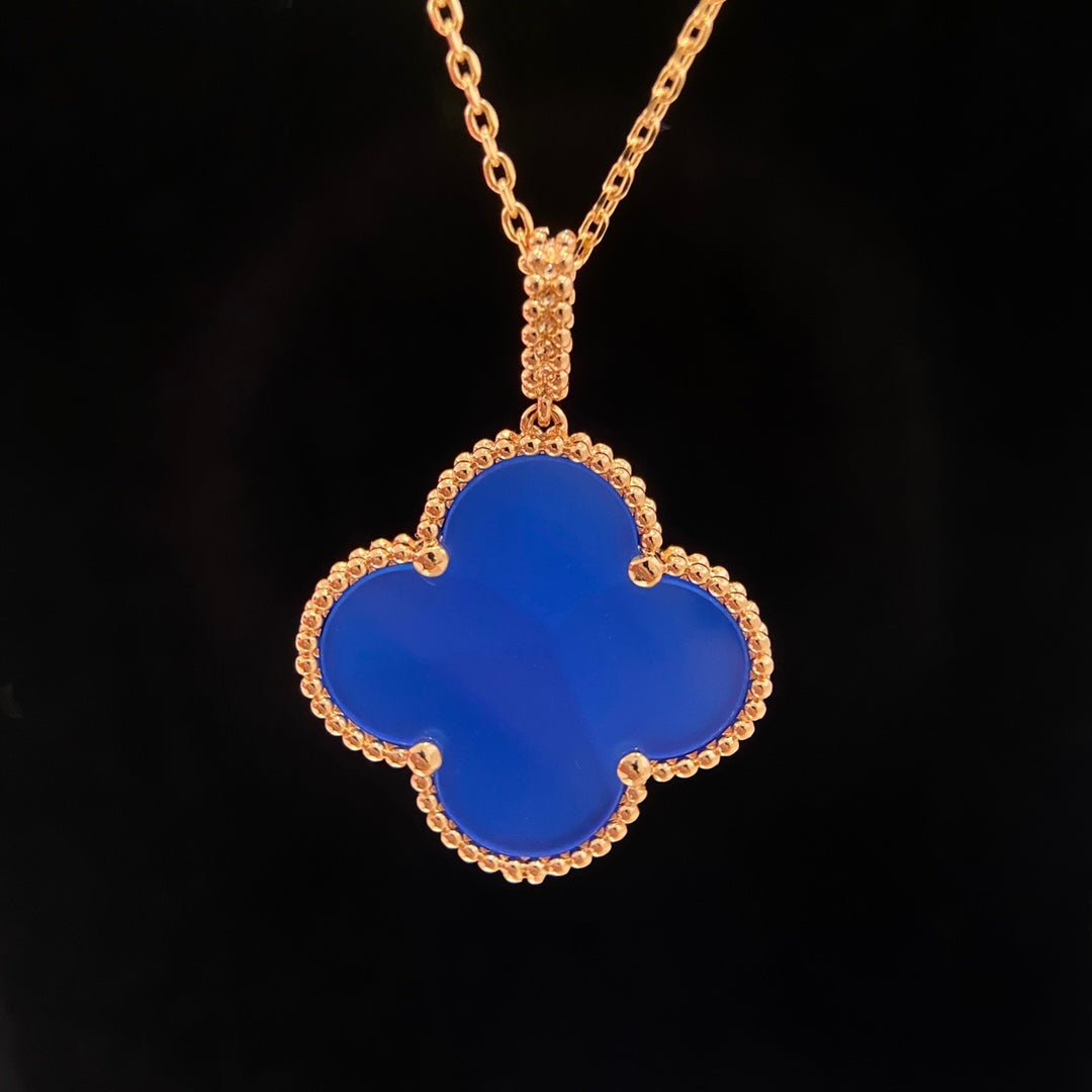 [Sophire Jewelry ]CLOVER 25MM NECKLACE TURQUOISE ROSE GOLD