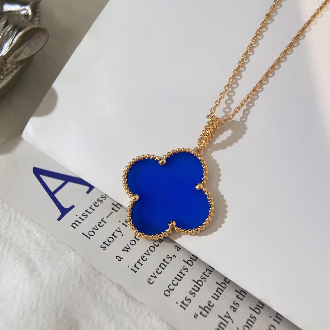 [Sophire Jewelry ]CLOVER 25MM NECKLACE TURQUOISE ROSE GOLD