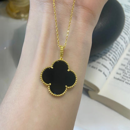[Sophire Jewelry ]CLOVER 25MM NECKLACE GOLD ONYX