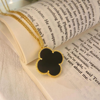 [Sophire Jewelry ]CLOVER 25MM NECKLACE GOLD ONYX