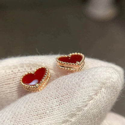 [Sophire Jewelry ]HEART CARNELIAN STUD EARRINGS