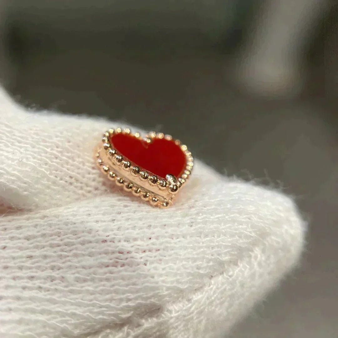 [Sophire Jewelry ]HEART CARNELIAN STUD EARRINGS