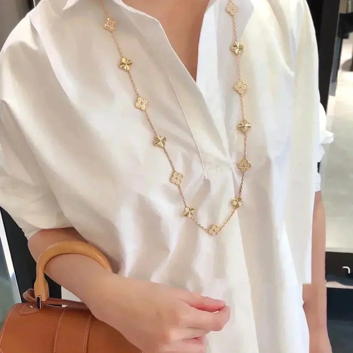 [Sophire Jewelry ]CLOVER 20 MOTIFS LASER DIAMOND NECKLACE