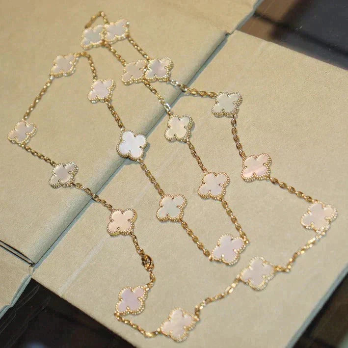 [Sophire Jewelry ]CLOVER 20 MOTIFS WHITE MOP NECKLACE