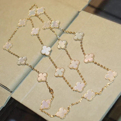 [Sophire Jewelry ]CLOVER 20 MOTIFS WHITE MOP NECKLACE
