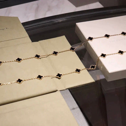 [Sophire Jewelry ]CLOVER 20 MOTIFS ONYX NECKLACE