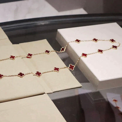 [Sophire Jewelry ]CLOVER 20 MOTIFS CARNELIAN NECKLACE