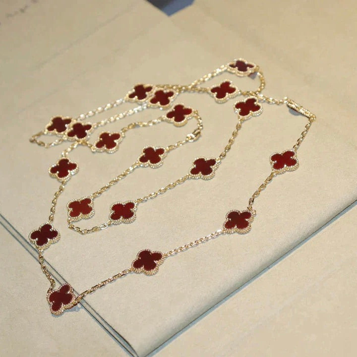 [Sophire Jewelry ]CLOVER 20 MOTIFS CARNELIAN NECKLACE