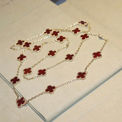 [Sophire Jewelry ]CLOVER 20 MOTIFS CARNELIAN NECKLACE