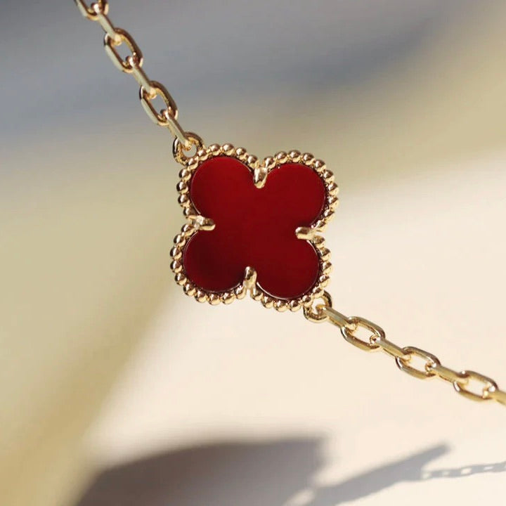 [Sophire Jewelry ]CLOVER 20 MOTIFS CARNELIAN NECKLACE