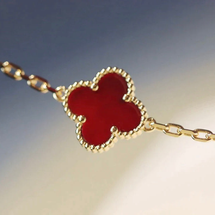 [Sophire Jewelry ]CLOVER 20 MOTIFS CARNELIAN NECKLACE