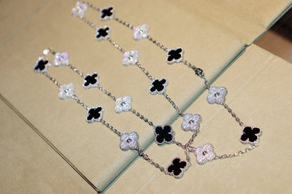 [Sophire Jewelry ]CLOVER 20 MOTIFS ONYX DIAMOND SILVER