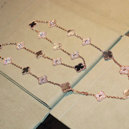 [Sophire Jewelry ]CLOVER 20 MOTIFS DARK MOP DIAMOND  NECKLACE