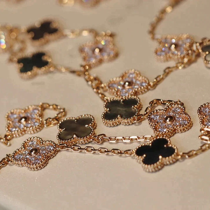 [Sophire Jewelry ]CLOVER 20 MOTIFS DARK MOP DIAMOND  NECKLACE