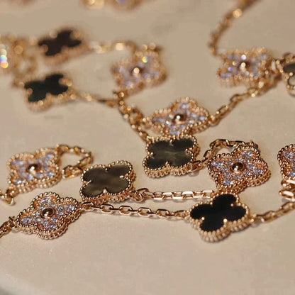 [Sophire Jewelry ]CLOVER 20 MOTIFS DARK MOP DIAMOND  NECKLACE