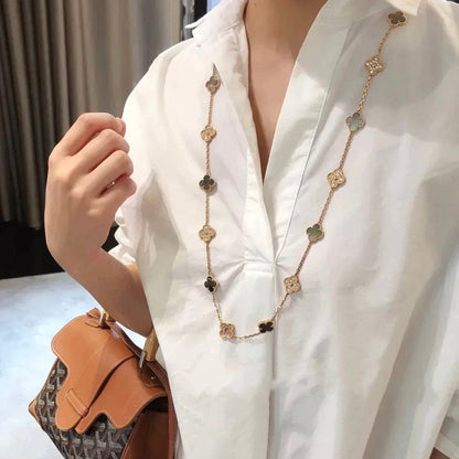 [Sophire Jewelry ]CLOVER 20 MOTIFS DARK MOP DIAMOND  NECKLACE