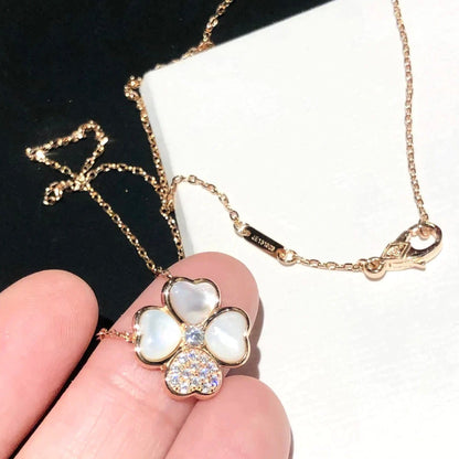 [Sophire Jewelry ]CLOVER MOP DIAMOND ROSE GOLD NECKLACE