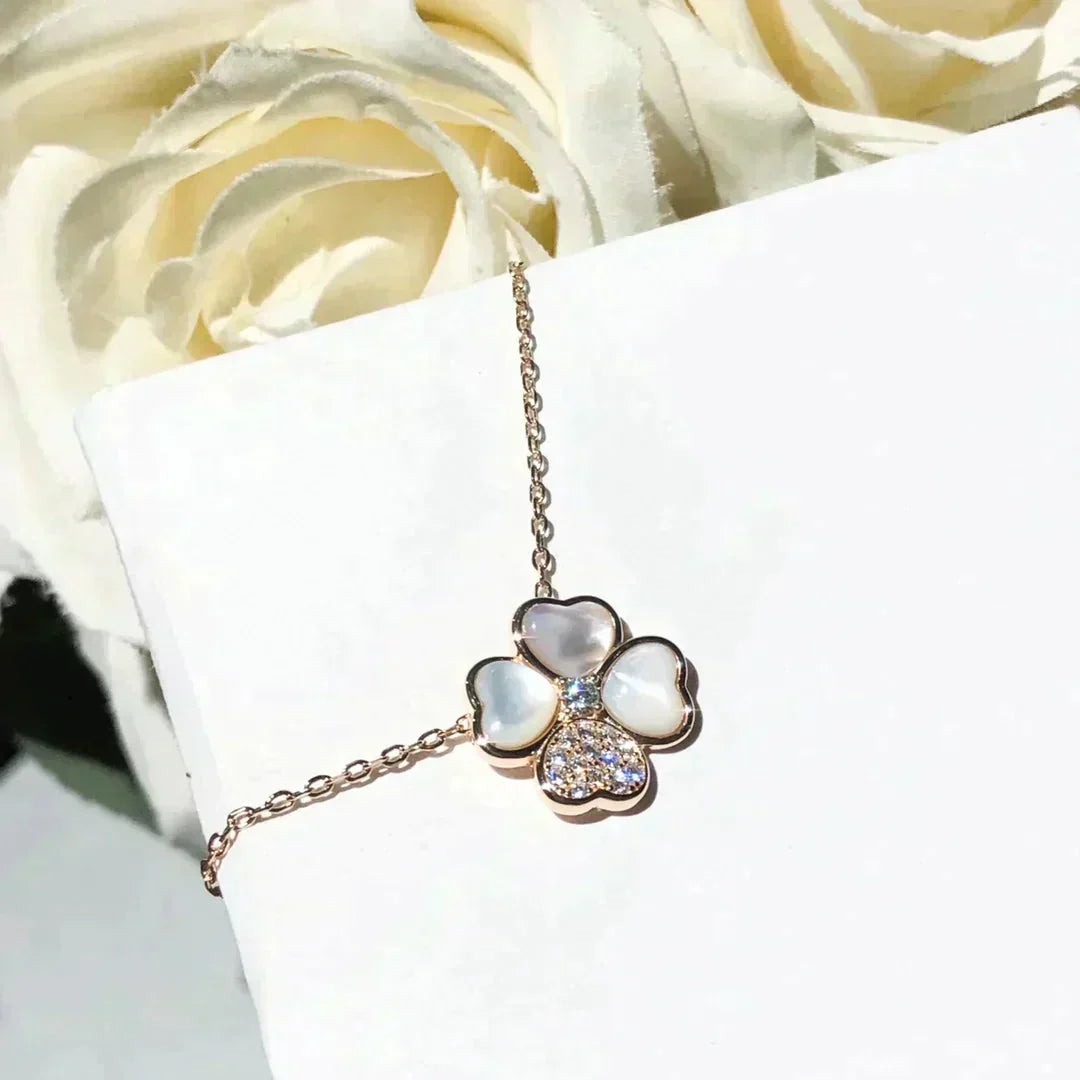 [Sophire Jewelry ]CLOVER MOP DIAMOND ROSE GOLD NECKLACE