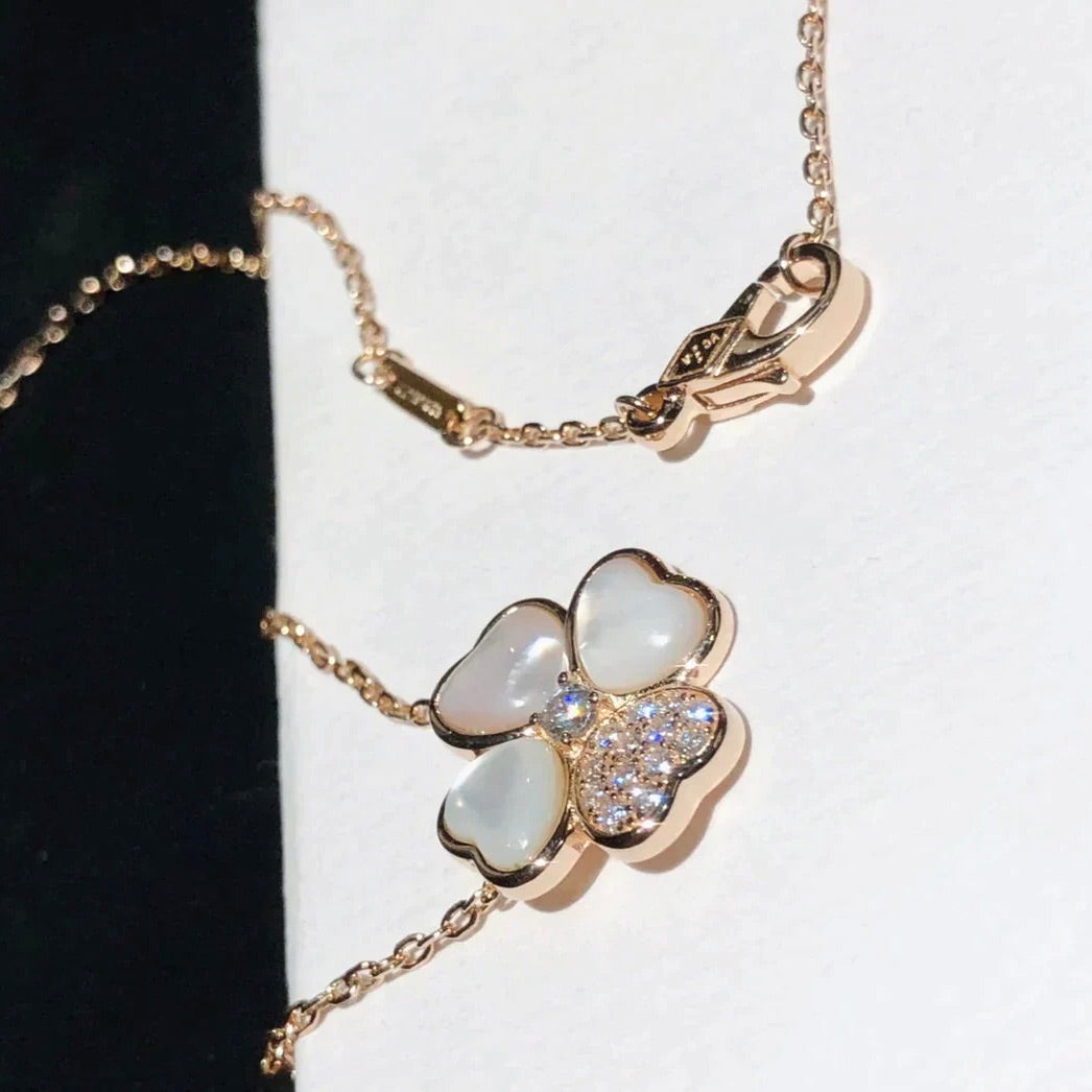 [Sophire Jewelry ]CLOVER MOP DIAMOND ROSE GOLD NECKLACE