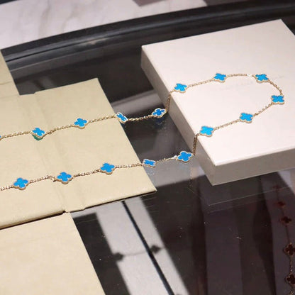 [Sophire Jewelry ]CLOVER 20 MOTIFS BLUE AGATE GOLD