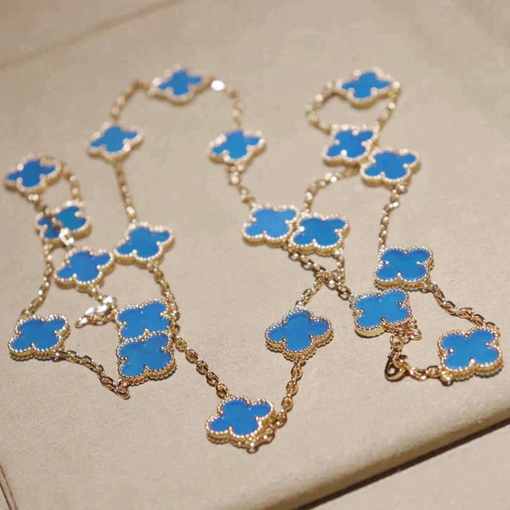 [Sophire Jewelry ]CLOVER 20 MOTIFS BLUE AGATE GOLD