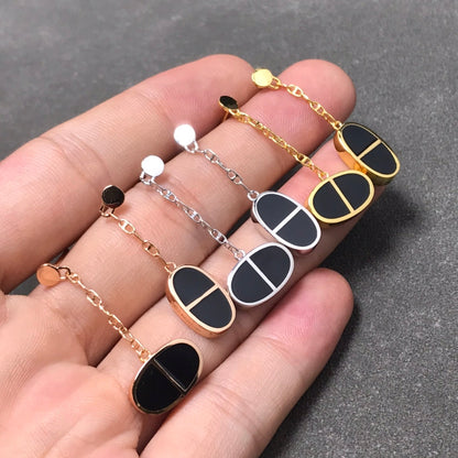 [Sophire Jewelry ]CHAINE VERSO BLACK CERAMIC SILVER EARRINGS
