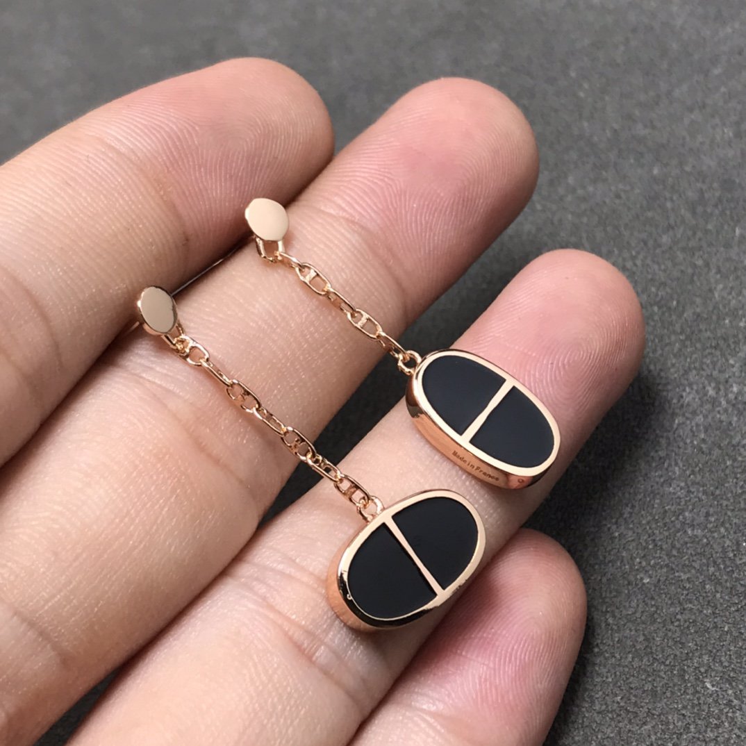 [Sophire Jewelry ]CHAINE VERSO BLACK CERAMIC SILVER EARRINGS